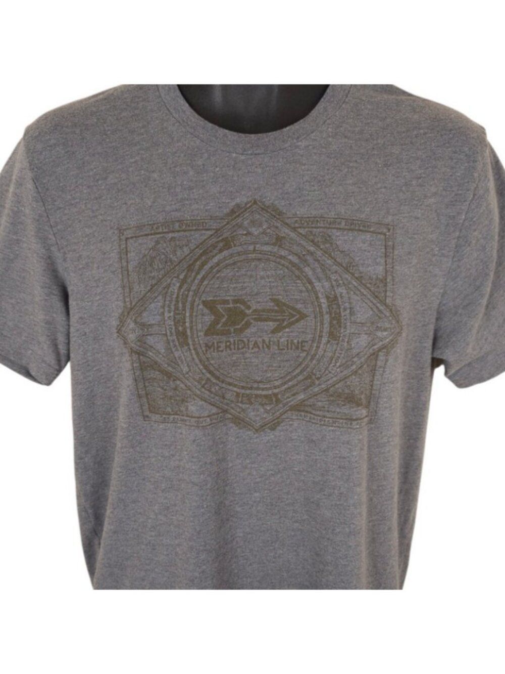 Travel Adventure T Shirt Mens Size Medium Gray Meridian Line Art Tee